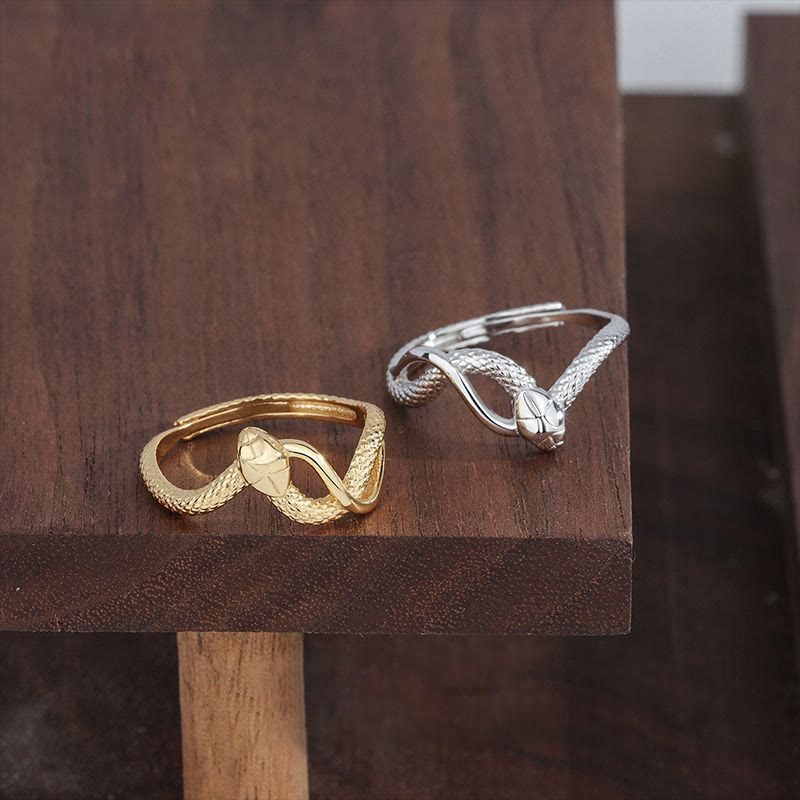 Buddha Stones 925 Sterling Silver Year Of The Snake Adjustable Clam Ring - image 4