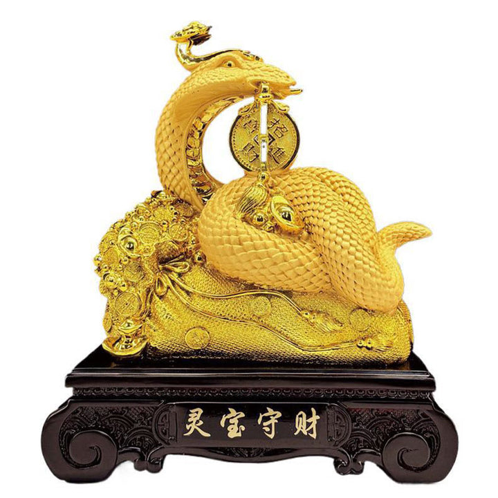 Buddha Stones Year Of The Snake Copper Coins Ingots Attract Fortune Resin Statue Home Decoration