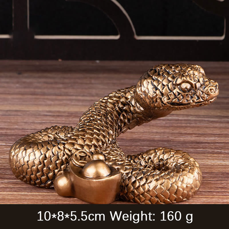 Buddha Stones Year Of The Snake Gold Ingots Copper Coins Wealth Resin Statue Home Decoration