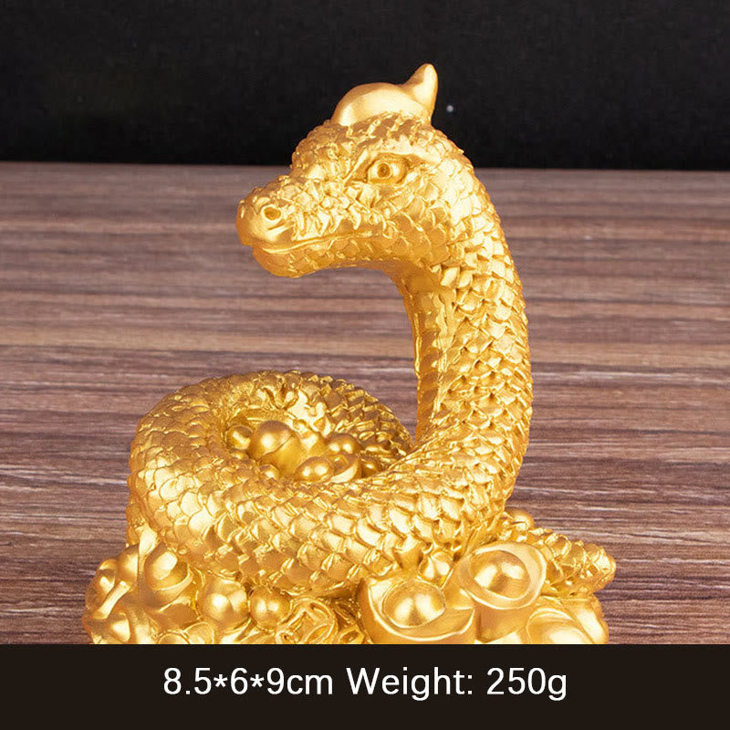 Buddha Stones Year Of The Snake Gold Ingots Copper Coins Wealth Resin Statue Home Decoration