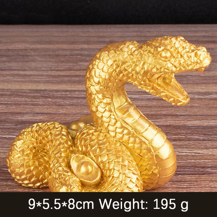 Buddha Stones Year Of The Snake Gold Ingots Copper Coins Wealth Resin Statue Home Decoration