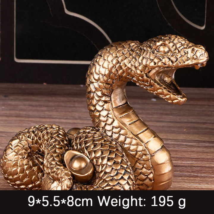 Buddha Stones Year Of The Snake Gold Ingots Copper Coins Wealth Resin Statue Home Decoration