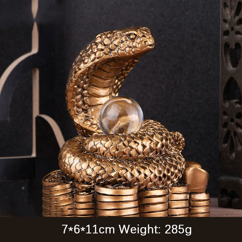 Buddha Stones Year Of The Snake Ingots Copper Coins Ball Wealth Resin Statue Home Decoration