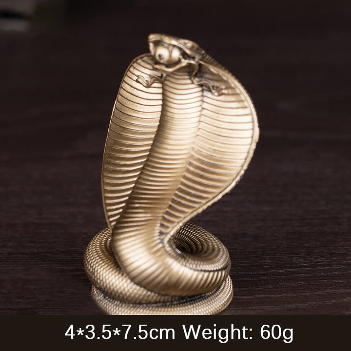 Buddha Stones Year Of The Snake Golden Bronze Cobra Resin Statue Home Decoration