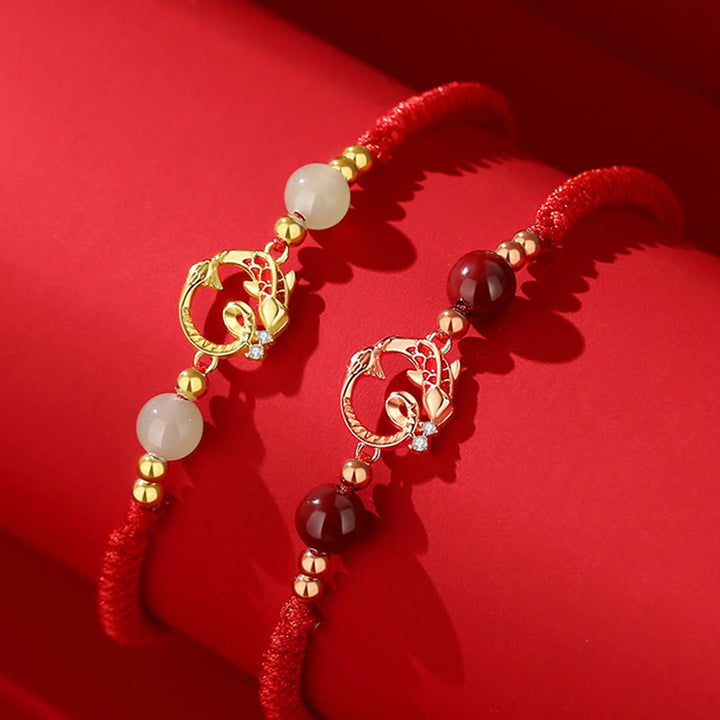 Buddha Stones 925 Sterling Silver Hetian Jade Cinnabar Koi Fish Year Of Snake Red String Protection Braided Bracelet