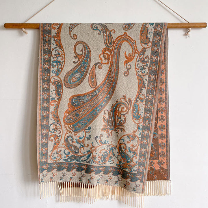 Buddha Stones Tibetan Cashew Flower Tassel Shawl Fall Winter Cozy Travel Scarf Wrap - image 42