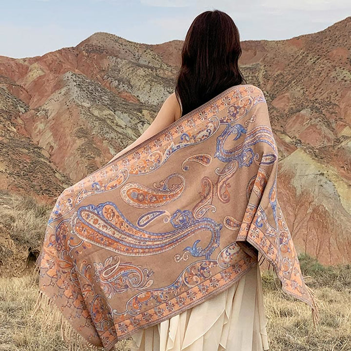 Buddha Stones Tibetan Cashew Flower Tassel Shawl Fall Winter Cozy Travel Scarf Wrap - image 31