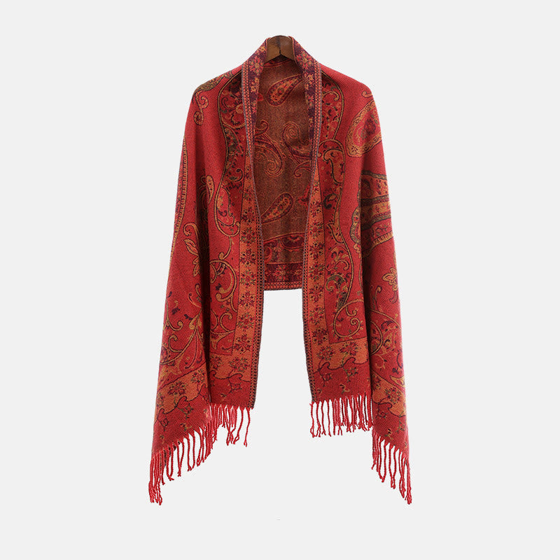 Buddha Stones Tibetan Cashew Flower Tassel Shawl Fall Winter Cozy Travel Scarf Wrap - image 17