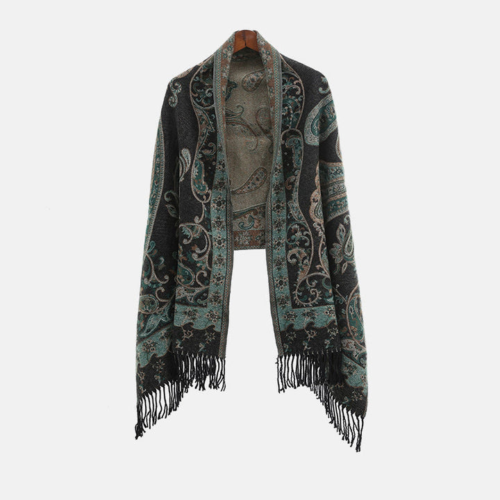 Buddha Stones Tibetan Cashew Flower Tassel Shawl Fall Winter Cozy Travel Scarf Wrap - image 8
