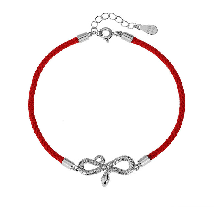 Buddha Stones 999 Sterling Silver Year Of Snake Red String Protection Braided Bracelet