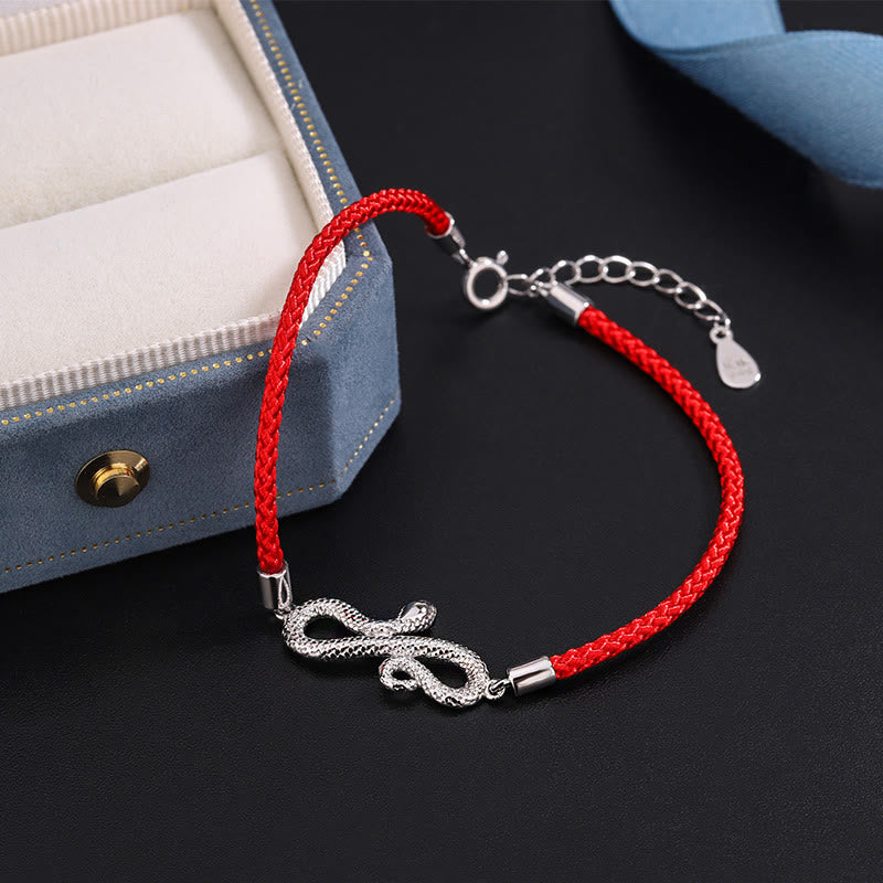 Buddha Stones 999 Sterling Silver Year Of Snake Red String Protection Braided Bracelet