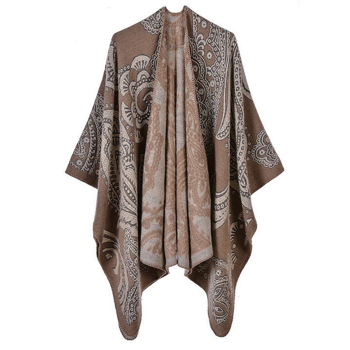 Buddha Stones Tibetan Cashew Flower Shawl Fall Winter Cozy Scarf Wrap - DarkKhaki - 130*150cm - image 11