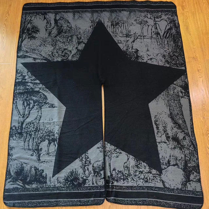 Buddha Stones Black Gray Sika Deer Animal Forest Double-sided Shawl Fall Winter Warm Scarf Wrap - image 16