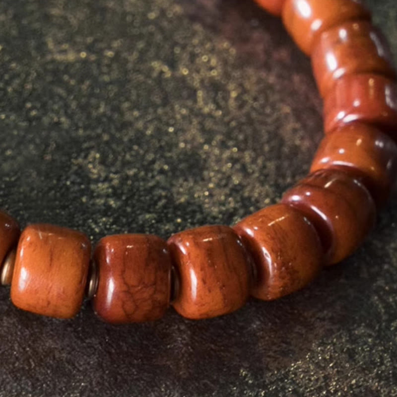 Buddha Stones Bone Beads Copper Cone Pendant Strength Bracelet