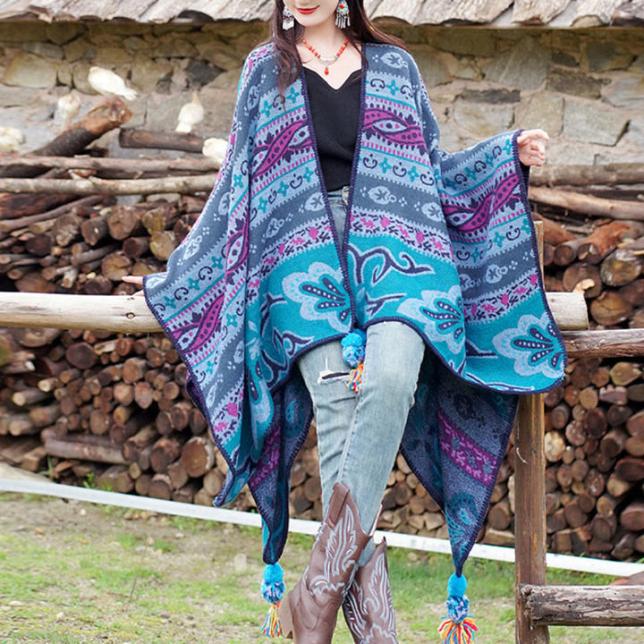 Buddha Stones Tibetan Geometric Horizontal Stripe Flowers Pattern Shawl Fall Winter Warm Soft Scarf Wrap - image 6