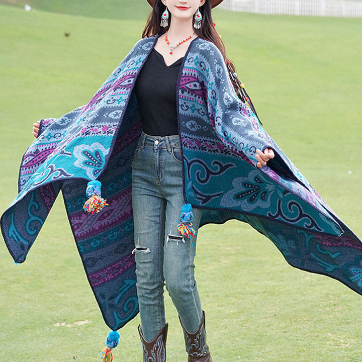 Buddha Stones Tibetan Geometric Horizontal Stripe Flowers Pattern Shawl Fall Winter Warm Soft Scarf Wrap - image 9