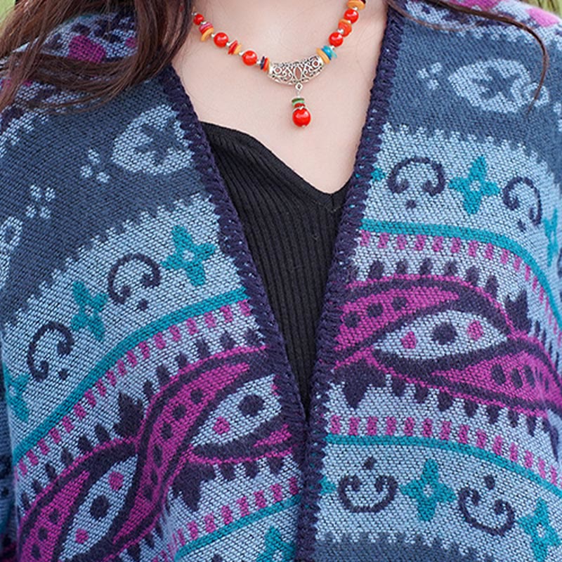 Buddha Stones Tibetan Geometric Horizontal Stripe Flowers Pattern Shawl Fall Winter Warm Soft Scarf Wrap - image 13