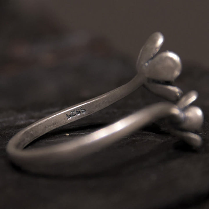 Buddha Stones 925 Sterling Silver Flowers Ring - image 7