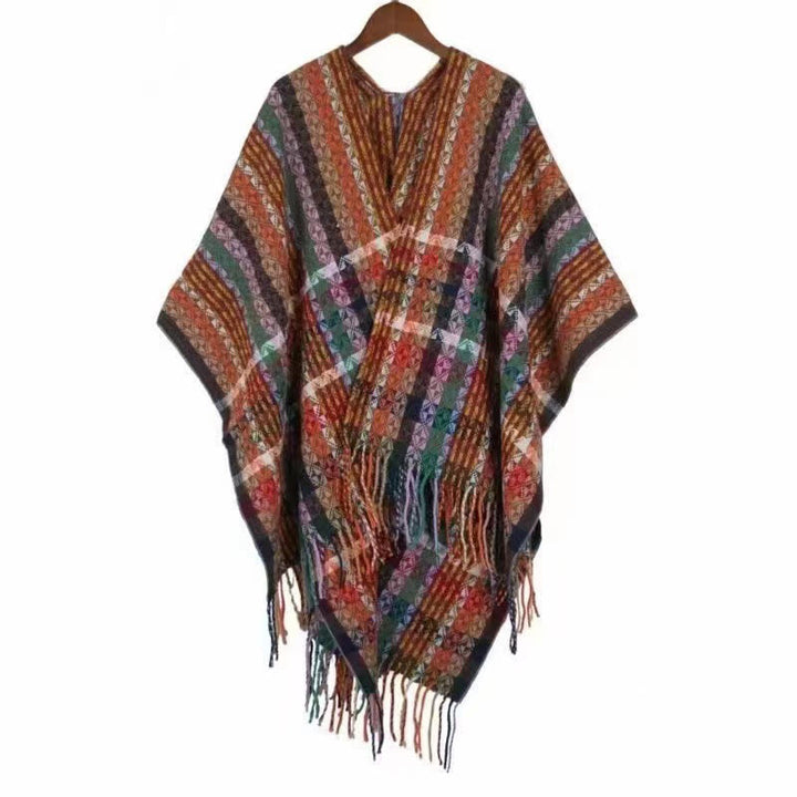 Buddha Stones Tibetan Colorful Stripe Geometry Tassels Shawl Fall Winter Soft Scarf Wrap