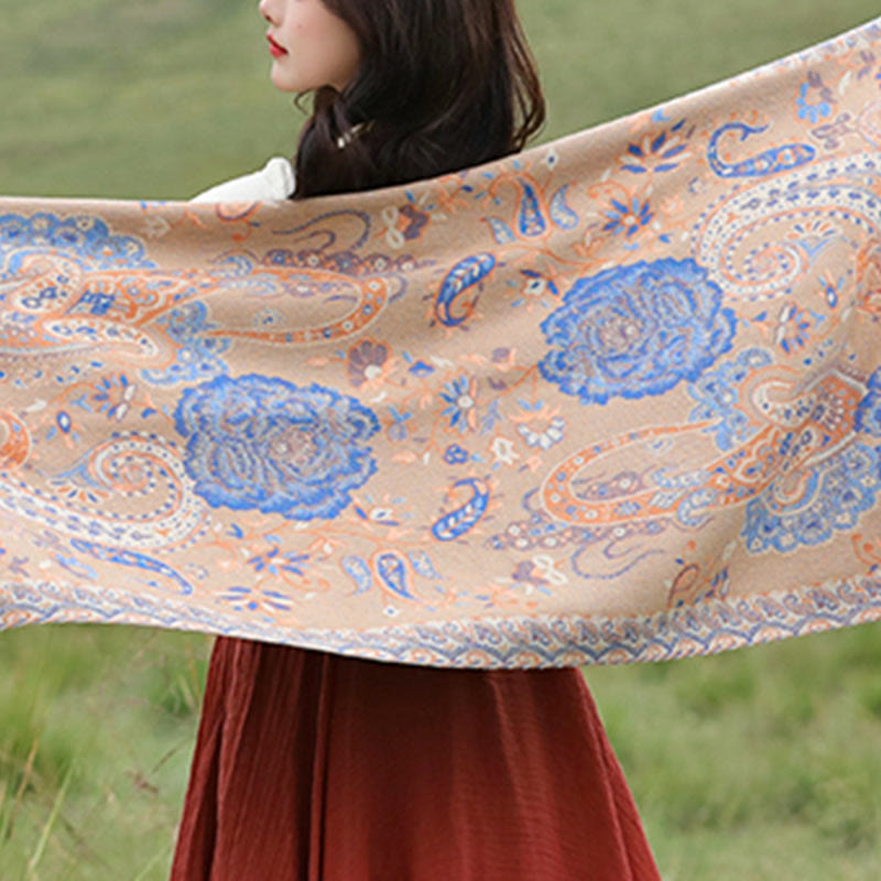 Buddha Stones Tibetan Cashew Peony Flowers Vine Tassels Shawl Fall Winter Cozy Scarf Wrap - image 28