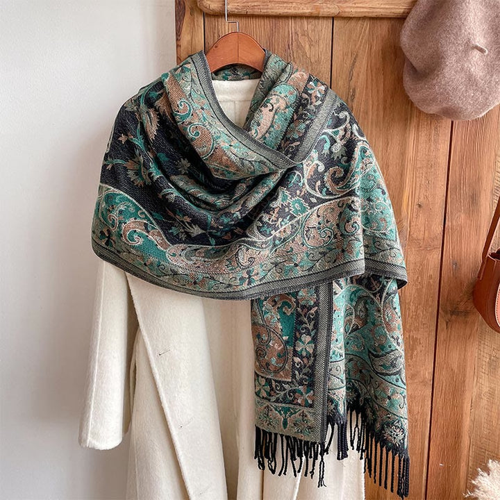 Buddha Stones Tibetan Cashew Flowers Vine Pattern Tassels Shawl Fall Winter Soft Scarf Wrap - image 10