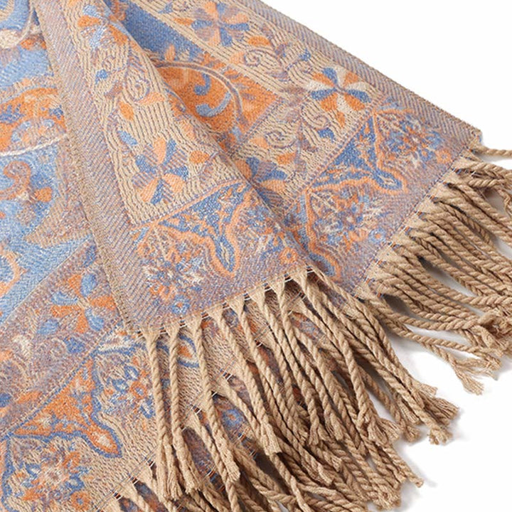 Buddha Stones Tibetan Cashew Flowers Vine Pattern Tassels Shawl Fall Winter Soft Scarf Wrap