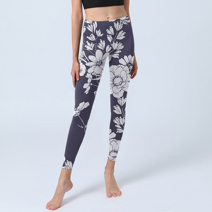 Buddha Stones Flowers Blossom Print Sports Fitness Leggings Women's Yoga Pants - image 5