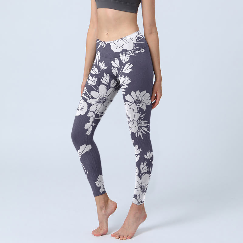 Buddha Stones Flowers Blossom Print Sports Fitness Leggings Women's Yoga Pants - Lavender - US18，UK/AU22，EU50 (4XL) - image 1
