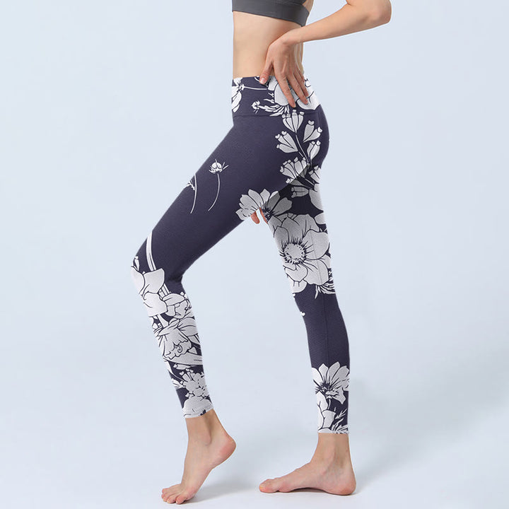 Buddha Stones Flowers Blossom Print Sports Fitness Leggings Women's Yoga Pants - image 2