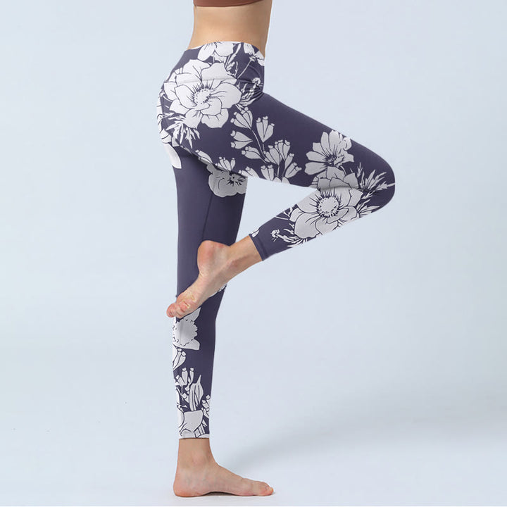 Buddha Stones Flowers Blossom Print Sports Fitness Leggings Women's Yoga Pants - image 3