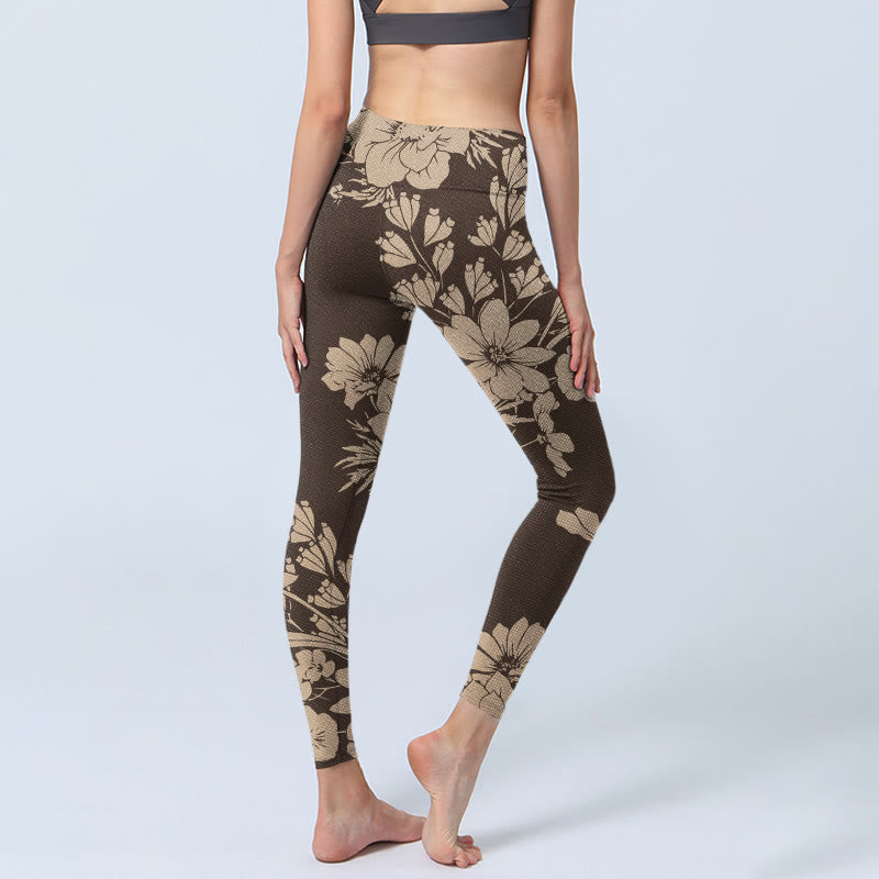 Buddha Stones Flowers Blossom Print Sports Fitness Leggings Women's Yoga Pants