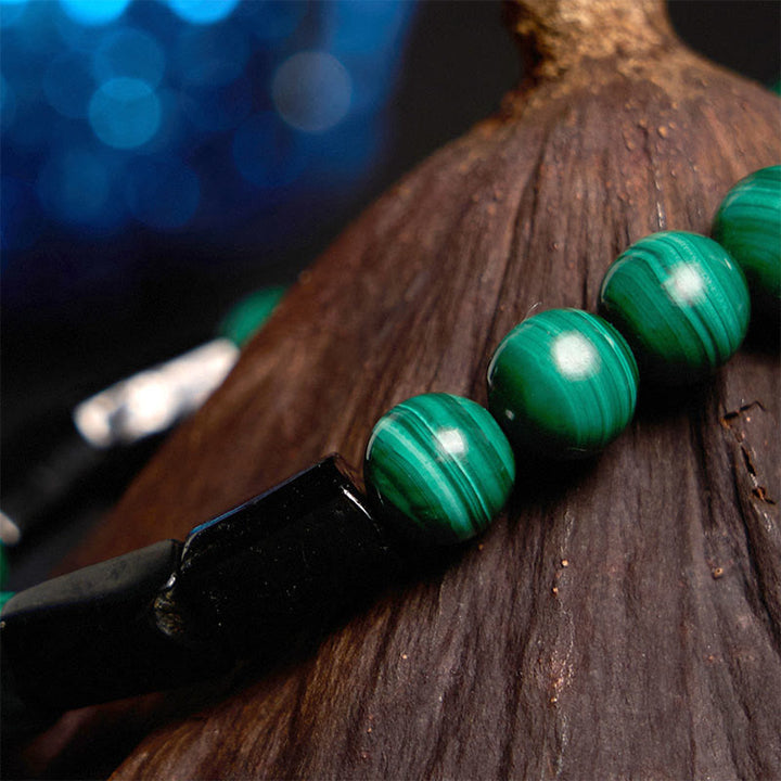 Buddha Stones Malachite Black Tourmaline Purity Bracelet