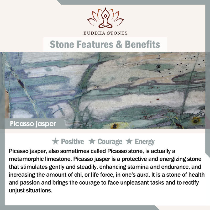 Buddha Stones Natural Picasso Jasper Buddha Face Energy Bracelet - image 10