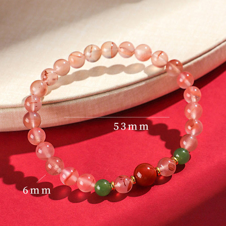 Buddha Stones South Red Agate Butterfly Orchid Hetian Jade Luck Bracelet