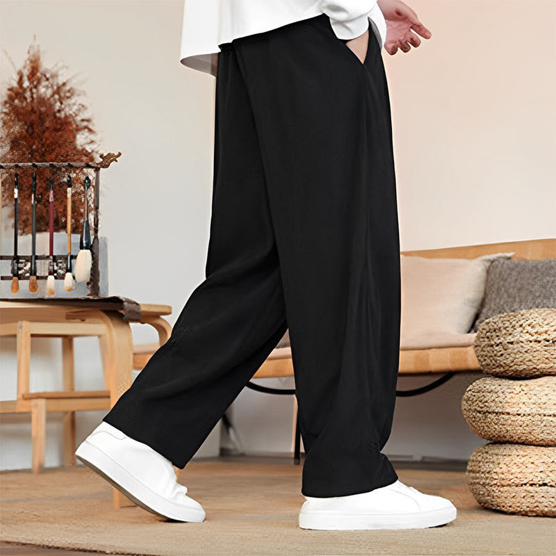 Buddha Stones Fall Winter Men's Drawstring Corduroy Solid Pants With Pockets - image 17