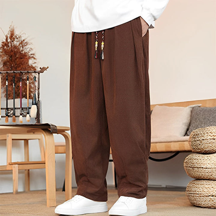 Buddha Stones Fall Winter Men's Drawstring Corduroy Solid Pants With Pockets - image 29