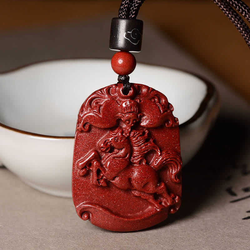 Buddha Stones Chinese Zodiac Cinnabar Calm Concentration Necklace Pendant