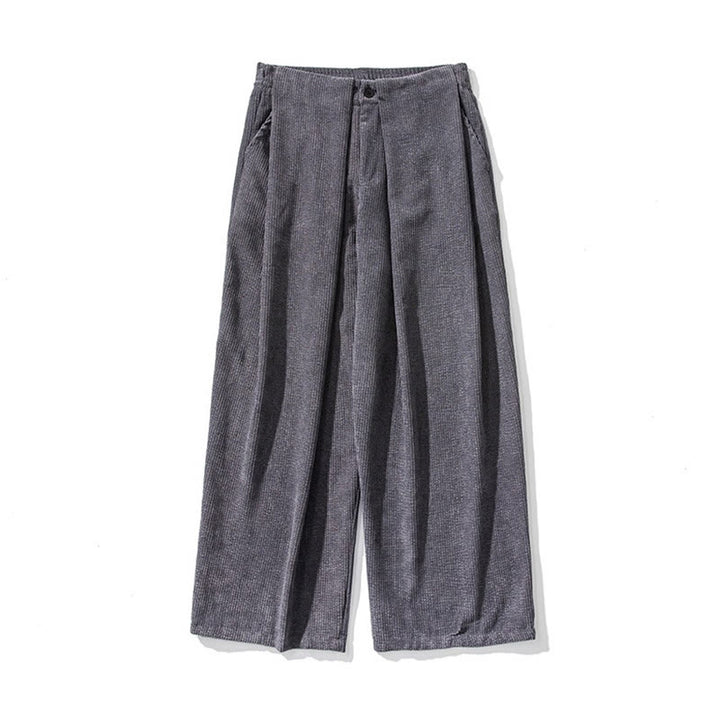Buddha Stones Solid Color Corduroy Men's Wide Leg Pants With Pockets - image 12
