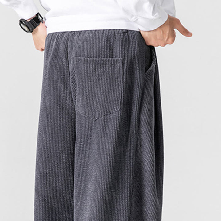 Buddha Stones Solid Color Corduroy Men's Wide Leg Pants With Pockets - image 9