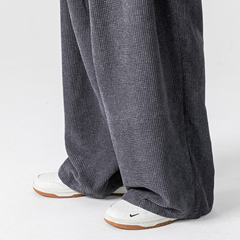 Buddha Stones Solid Color Corduroy Men's Wide Leg Pants With Pockets - image 11