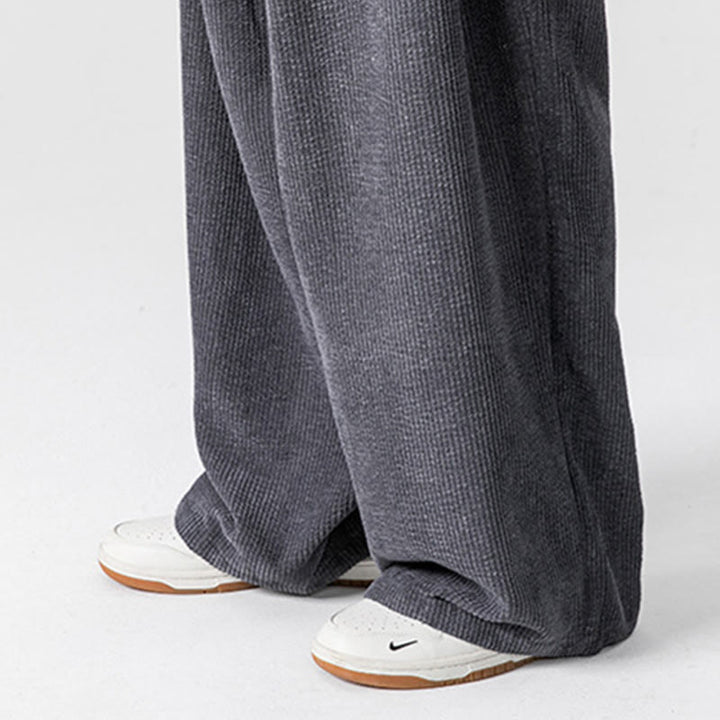 Buddha Stones Solid Color Corduroy Men's Wide Leg Pants With Pockets - image 11