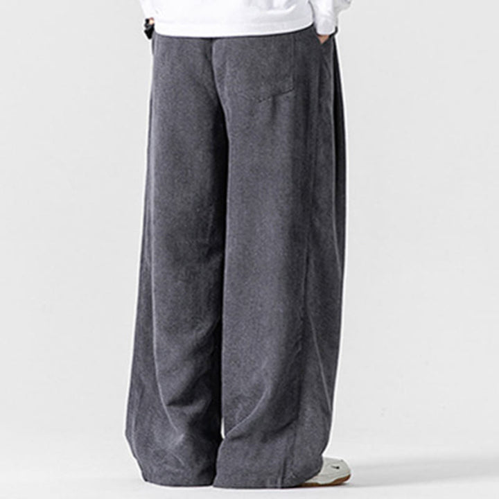 Buddha Stones Solid Color Corduroy Men's Wide Leg Pants With Pockets - image 4