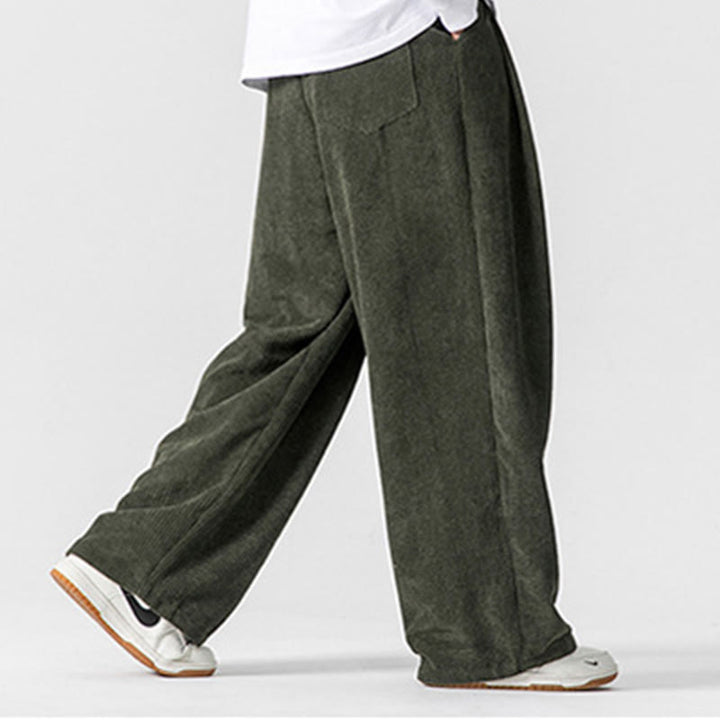 Buddha Stones Solid Color Corduroy Men's Wide Leg Pants With Pockets - image 16