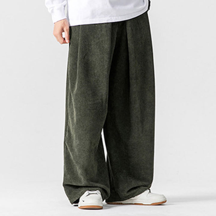 Buddha Stones Solid Color Corduroy Men's Wide Leg Pants With Pockets - image 18