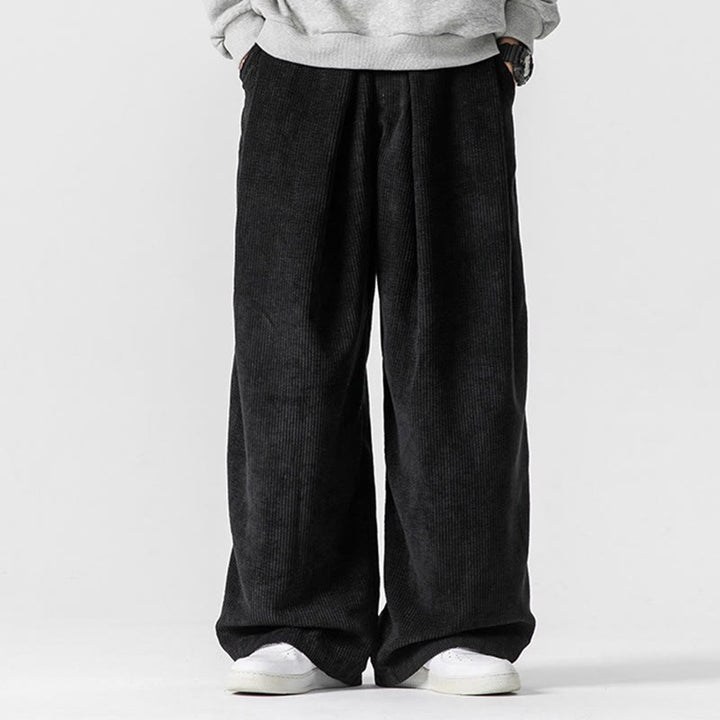 Buddha Stones Solid Color Corduroy Men's Wide Leg Pants With Pockets - Black - US/UK/AU46，EU56 (5XL) - image 21
