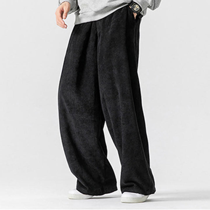 Buddha Stones Solid Color Corduroy Men's Wide Leg Pants With Pockets - image 26