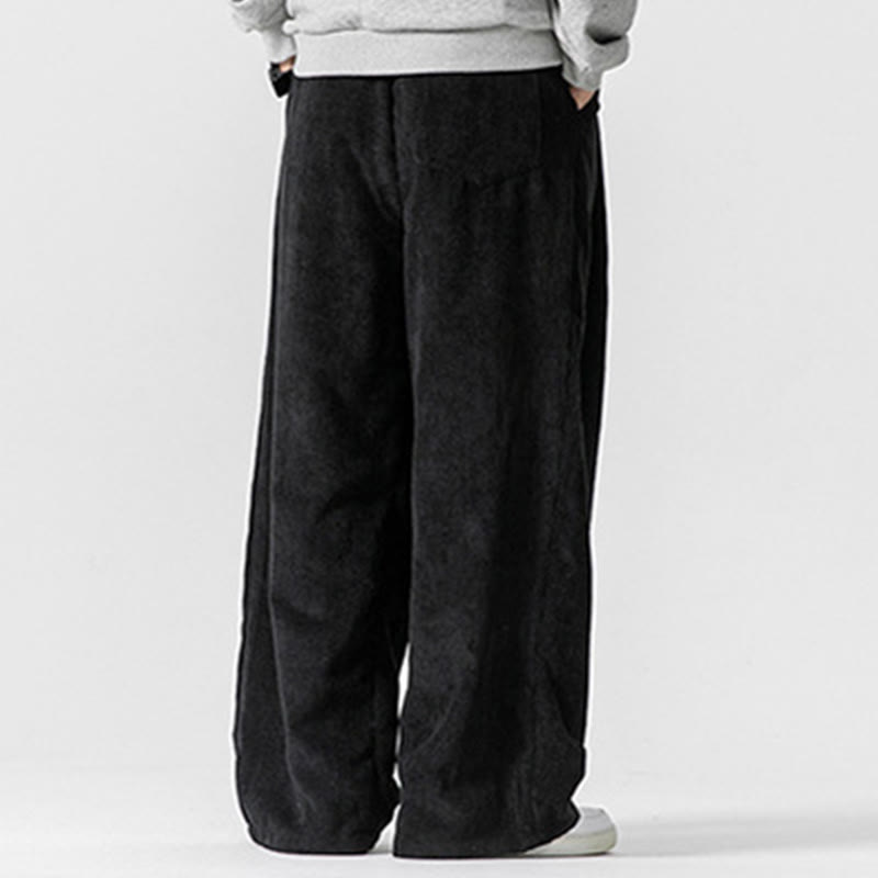 Buddha Stones Solid Color Corduroy Men's Wide Leg Pants With Pockets - image 24