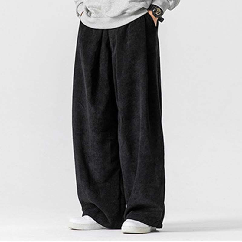 Buddha Stones Solid Color Corduroy Men's Wide Leg Pants With Pockets - image 23