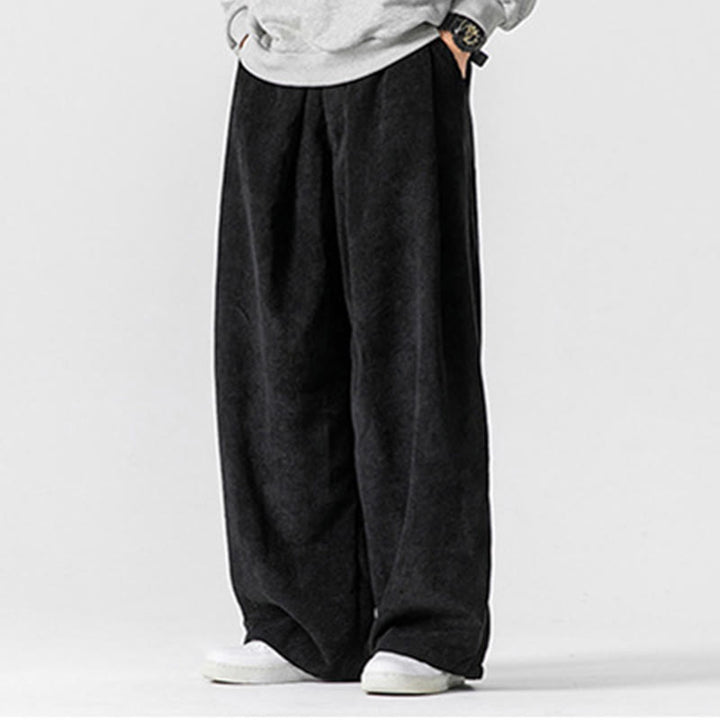 Buddha Stones Solid Color Corduroy Men's Wide Leg Pants With Pockets - image 23
