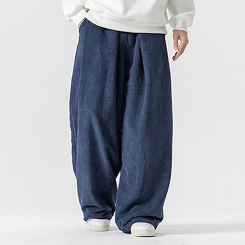 Buddha Stones Solid Color Corduroy Men's Wide Leg Pants With Pockets - image 32